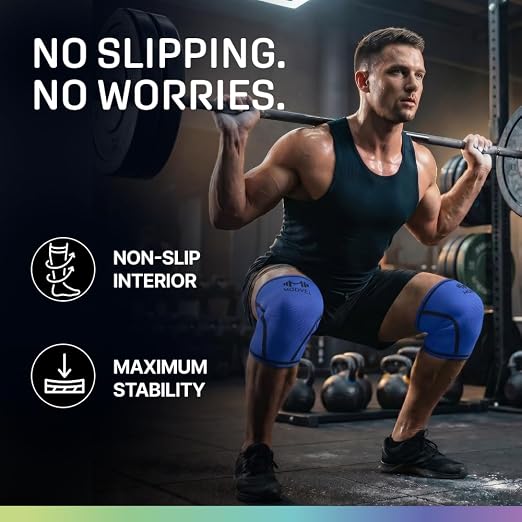 Modvel 7mm Neoprene Knee Sleeves for Men & Women Weightlifting & Powerlifting – Compression Knee Sleeve Support for Squats, Gym, Training – USPA, IPL Approved – X-Large Blue (Pair)