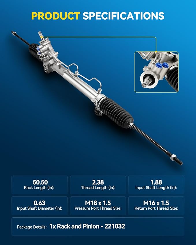 PHILTOP Power Steering Rack and Pinion for 2006-2011 Lucerne 3.8/3.9L | No.20787541, 19168962, 19133723, 19208460, 19133724, 221032