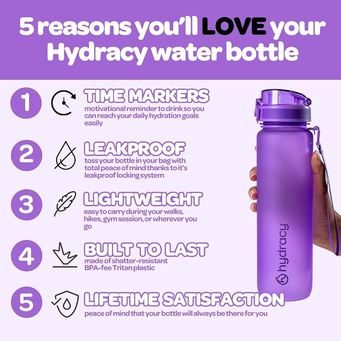 Hydracy Water Bottle with Time Marker - 500 ml 17 oz BPA Free Water Bottle -Leak Proof & No Sweat Gym Bottle with Fruit Infuser Strainer -Ideal Gift for Fitness, Sports & Outdoors - Berry Blue | BPA-Free Tritan, Leakproof Flip-Top Lid,No-Sweat Sleeve,C...