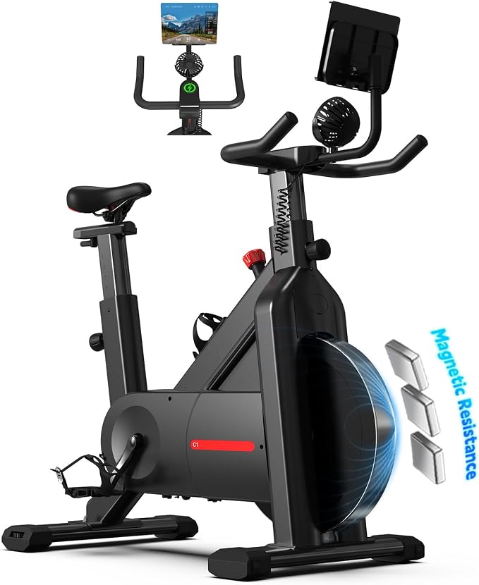 Yesoul Exercise Bike, Stationary Bike for Home with Magnetic Resistance | Smart Bluetooth Tracking, Quiet Magnetic Resistance, Tablet Mount and 350 lb Capacity for Home Gym Cycling Workouts