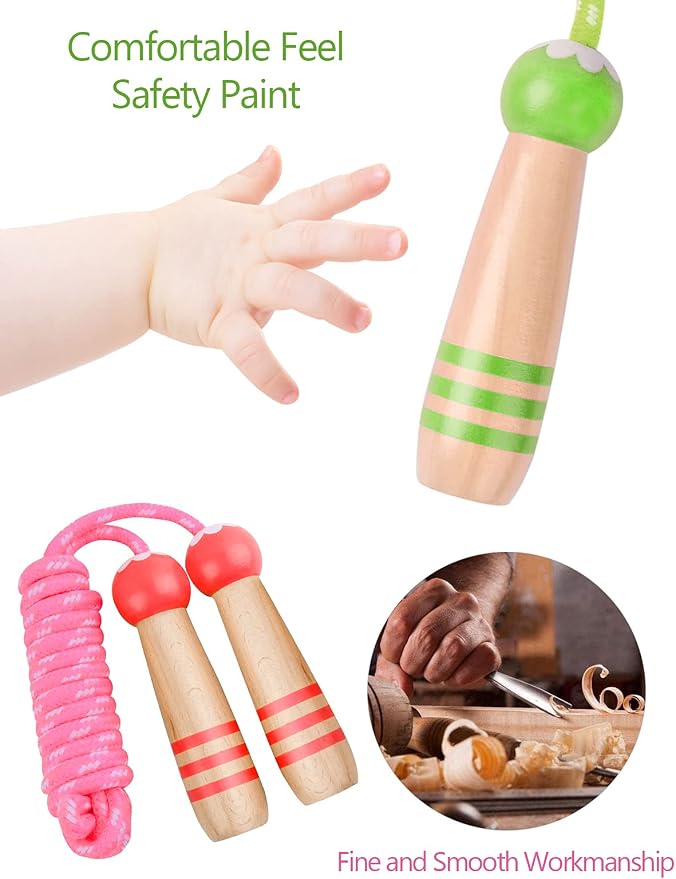 Jump Rope for Kids, Lorvain Adjustable Skipping Rope | Kids Jump Ropes with Wooden Handle for Girls Boys, Weighted Jumping Ropes for Fitness Workout Exercise Outdoor Fun Activity