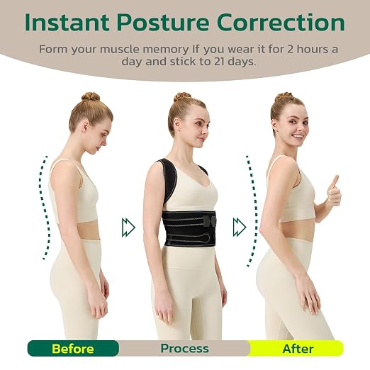 Back Brace Posture Corrector for Women, Upgraded Upper Back Support – Helps Neck, Shoulder & Back Pain Relief, Comfortable Spine Support Belt for Office, Work and Home Daily Use
