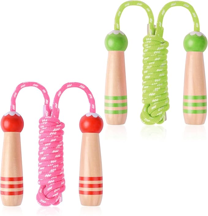 Jump Rope for Kids, Lorvain Adjustable Skipping Rope | Kids Jump Ropes with Wooden Handle for Girls Boys, Weighted Jumping Ropes for Fitness Workout Exercise Outdoor Fun Activity