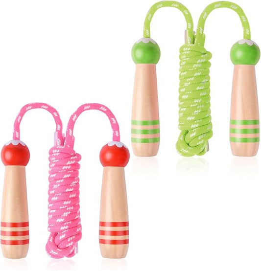 Jump Rope for Kids, Lorvain Adjustable Skipping Rope | Kids Jump Ropes with Wooden Handle for Girls Boys, Weighted Jumping Ropes for Fitness Workout Exercise Outdoor Fun Activity