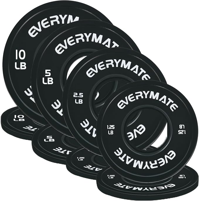 EVERYMATE Change Weight Plates 1.25LB 2.5LB 5LB Set Fractional Olympic Bumper Plates for Cross Training Steel Insert Strength Training