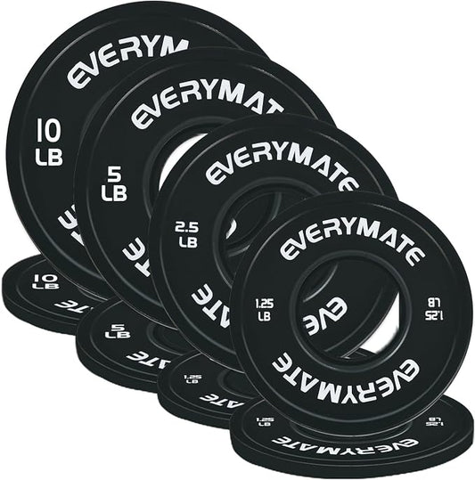 EVERYMATE Change Weight Plates 1.25LB 2.5LB 5LB Set Fractional Olympic Bumper Plates for Cross Training Steel Insert Strength Training