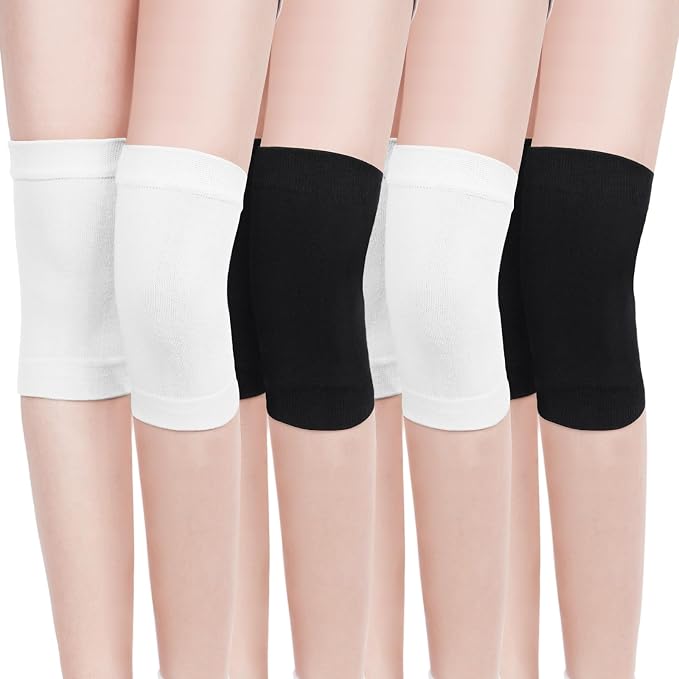 Geyoga 4 Pairs Knee Warmers for Women Men Breathable Leg Warmers Knee Brace Pad Leg Compression Sleeve for Cycling Running(White, Black,Medium)