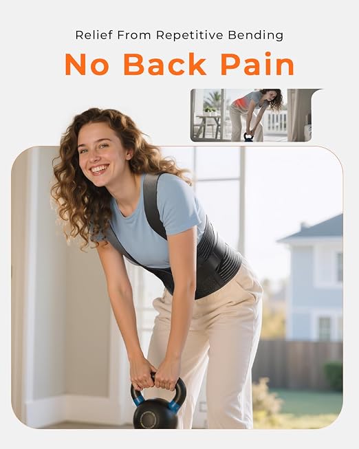 Ultra Breathable Work Back Brace for Men, Upgraded Medical-Grade Support | Lower Back Support Belt with Removable Suspenders - Pain Relief for Lifting, Warehouse, Construction, Moving, Large