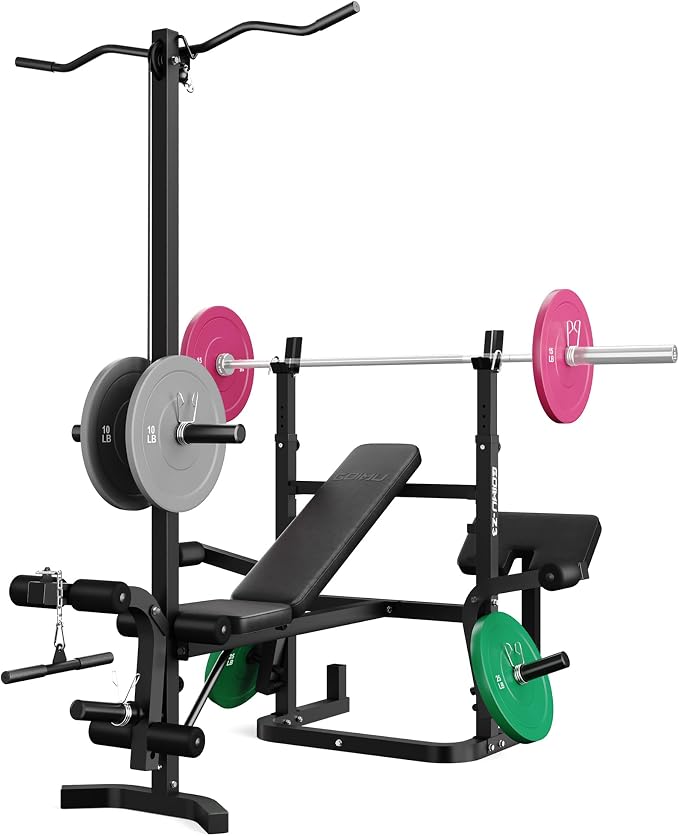 Z3 900LBS Olympic Weight Bench Set with Leg Extension, 9 in 1 Workout Press with Preacher Curl Pad and LAT Pulldown, Strength Training Bench for Home Gym