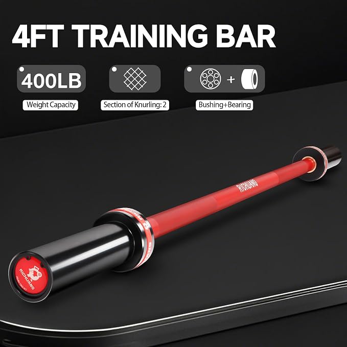 Ceramic Olympic Barbell 4/5/6FT – Short 2" Bar for Home Gym | Alloy/A3/45 steel. 400-500LB. 28mm knurled grip. Brass bushings. Squat, bench, deadlift, hip thrust. Fits standard plates.