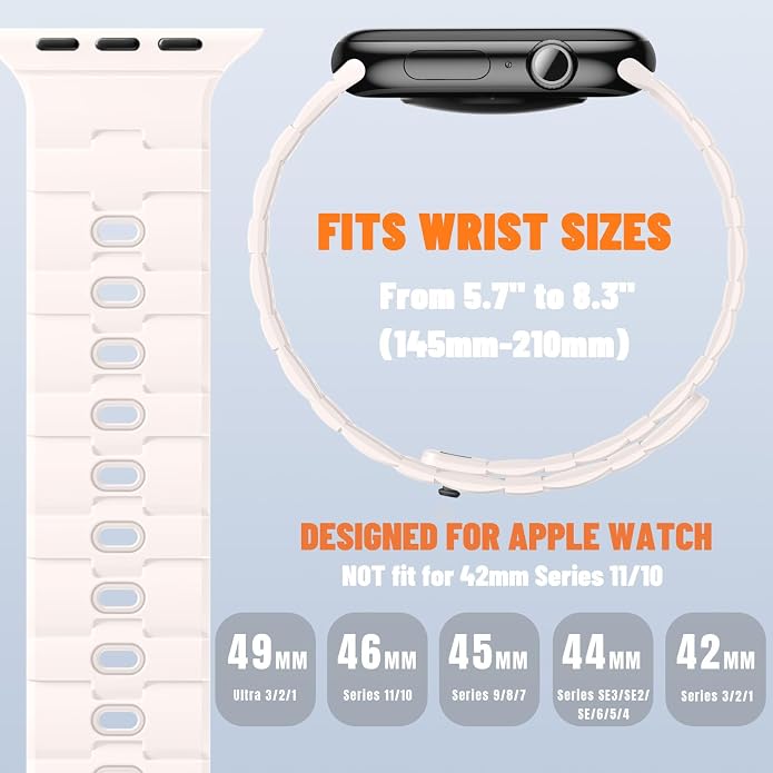 Bandletic Magnetic Silicone Watchband Compatible with All Apple Watch | Strong Magnet Sport Strap for iWatch Ultra 49mm Series 11-1 SE 46mm 45mm 44mm 42mm 41mm 40mm 38mm, Ideal for Men Women