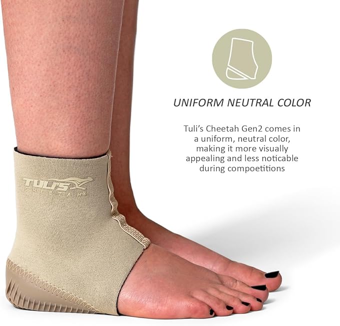 Tuli's Cheetah Gen2, Heel Cup for Sever’s Disease & Heel Pain, X-Small | Heel Cup w/ Compression Sleeve & Barefoot Protection for Gymnasts and Dancers with Sever’s Disease & Heel Pain