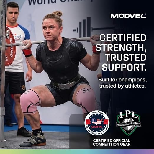 Modvel Strength 7mm Knee Sleeves (Pair) for Weightlifting & Powerlifting (USPA, IPL Approved) | High-Performance Knee Compression Support For Squats, Weight Lifting - Men and Women