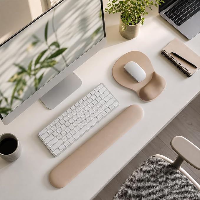 ErgoComfort Gel Wrist Rest Mouse Pad-Ergonomic Office Mousepad with Wrist Support-Non-Slip, Design Desk Accessories Mat for Home&Game Decor (06Mocha Sand)