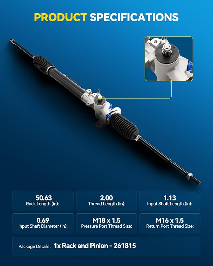 PHILTOP Power Steering Rack and Pinion for 93-98 Golf, 93-99 Jetta | 95-02 Cabrio, 92-94 Corrado No.1H0422803B, 1H0422803A, 1H0422803D, 1H0422803, 1H0422804B, 1H0422804A, 1H1422061C, 1H0422804