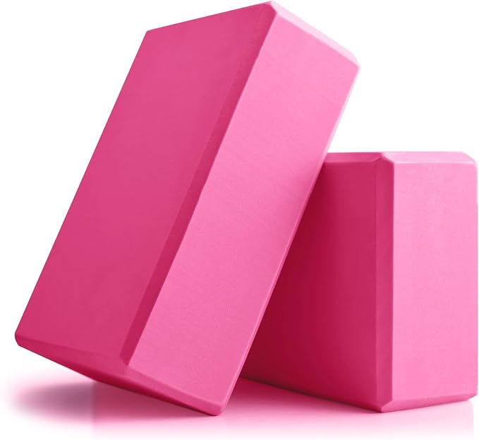 Yoga Blocks 2 Pcs, 9"x6"x3" Yoga Brick Foam Blocks EVA Foam Block Yoga Props Accessories for Yoga Pilates Stretching and Meditation