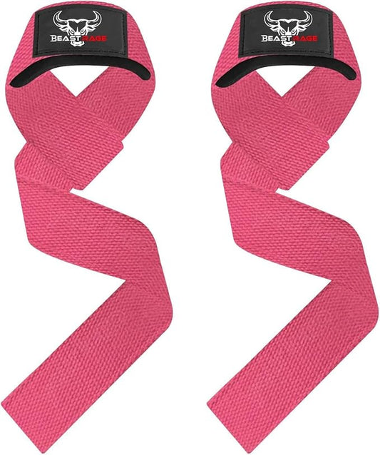 BEAST RAGE Lifting Wrist Straps for Weightlifting, Straps Gym Grip Power Workouts Lifting Straps Padded Neoprene & Premium Cotton Men Women, Deadlift Bodybuilding Exercise Lifting Straps