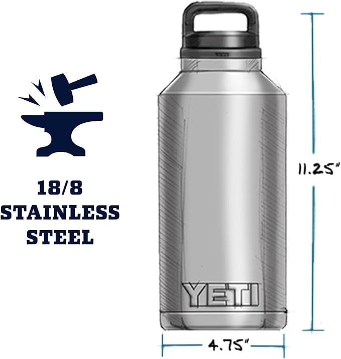 YETI Rambler 64 oz Bottle, Vacuum Insulated, Leakproof, Stainless Steel with Chug Cap, Royal Blue