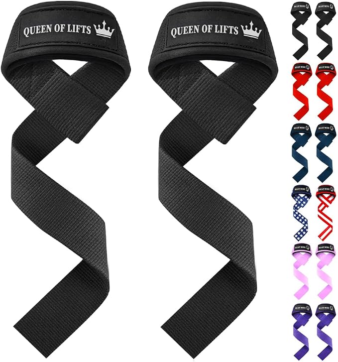 TECEUM Neoprene Padded Cotton Lifting Straps for Weightlifting, 1 Pair