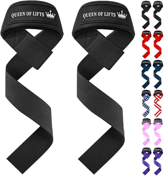 TECEUM Neoprene Padded Cotton Lifting Straps for Weightlifting, 1 Pair