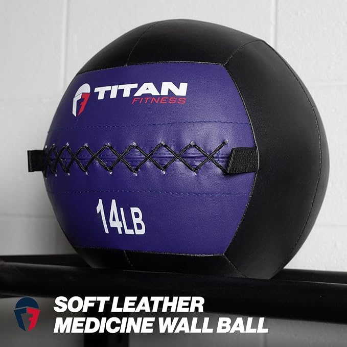 Titan Fitness Soft Leather Medicine Wall Ball Durable, Endurance, Cardio, Core Strength