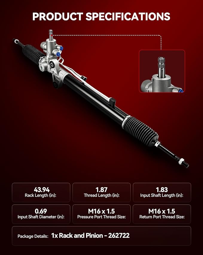 Torchbeam Power Steering Rack & Pinion Assembly Fit for 2003 2004 2005 2006 MDX, Hydraulic System Steering, Replaces OEM 26-2722