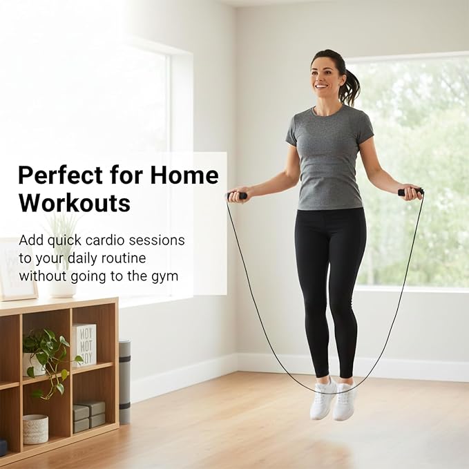 Jump Rope for Fitness, Adjustable Jump Rope for Men and Women, Exercise Rope for Adults, Cardio Training, Gym and Home Workouts