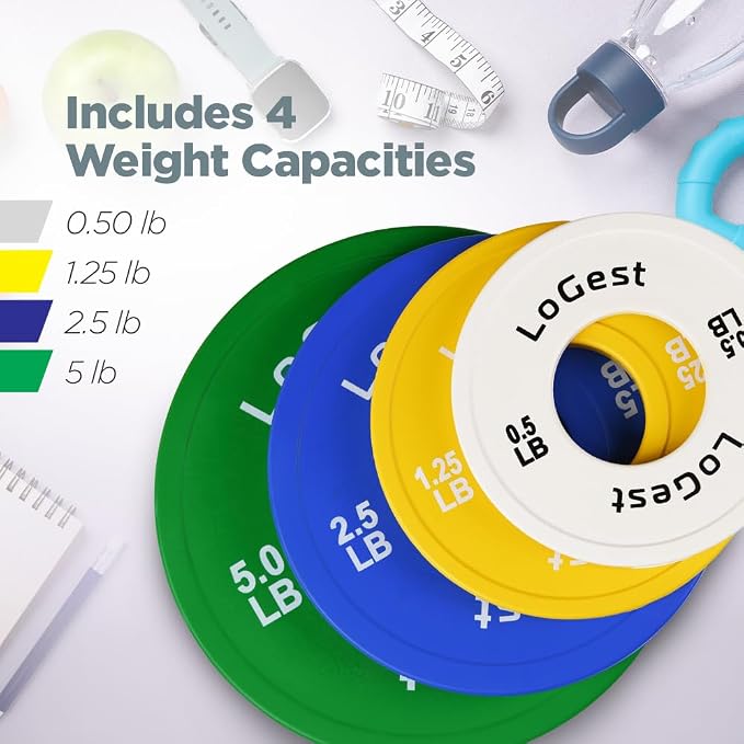 Logest Change Weight Plates 0.50LB 1.25LB 2.5LB 5LB Set Weight Plates for Olympic Bars Perfect for Strength Training Weight Plates Exercise Balance Increase Fractional Plate Olympic Bumper Plates