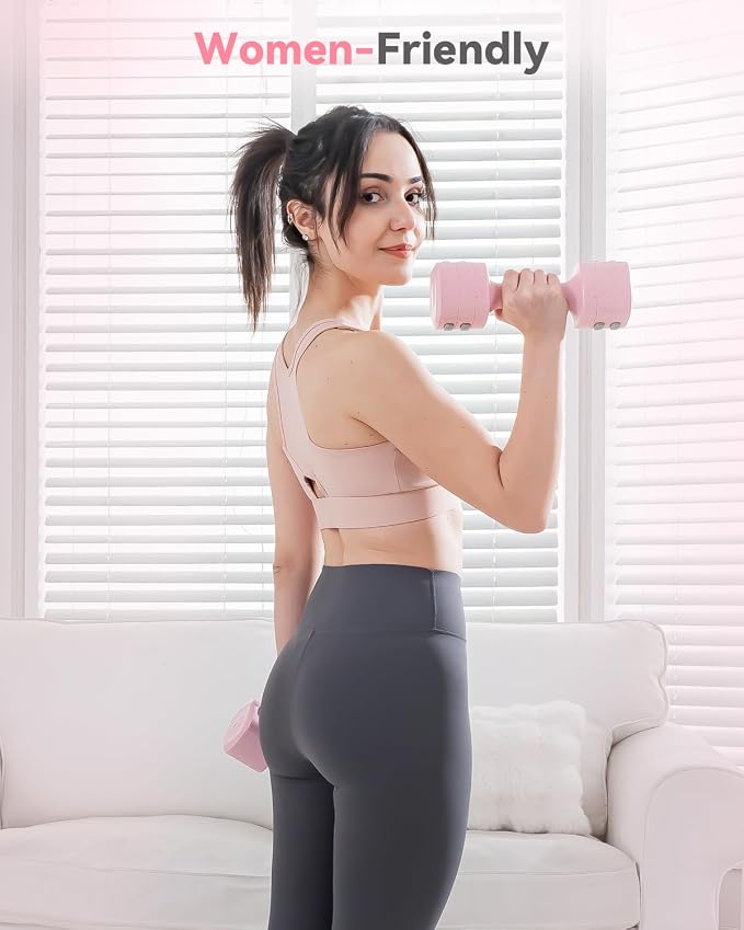 2-in-1 Adjustable Dumbbell & Kettlebell Set for Women (1.1-12.1 lbs), Quick-Change Free Weights for Home Gym, Pilates & Full Body Workout