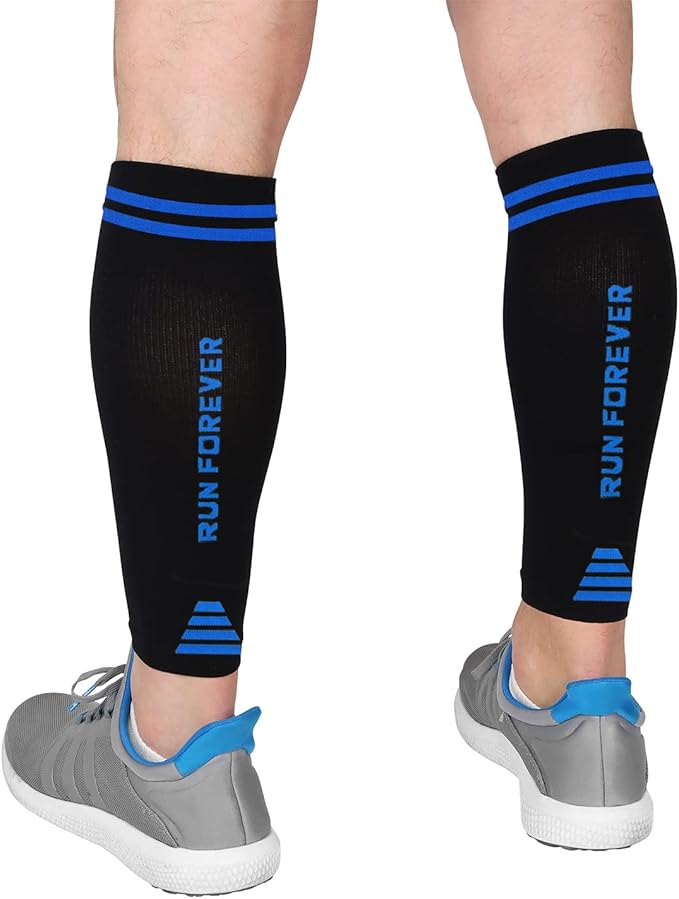 Run Forever Calf Compression Sleeve for Men & Women, 20-30mmHg Compression | Leg Sleeve for Shin Splints, Varicose Veins, Swelling & Pain Relief | Footless socks for Running, Cycling & Travel