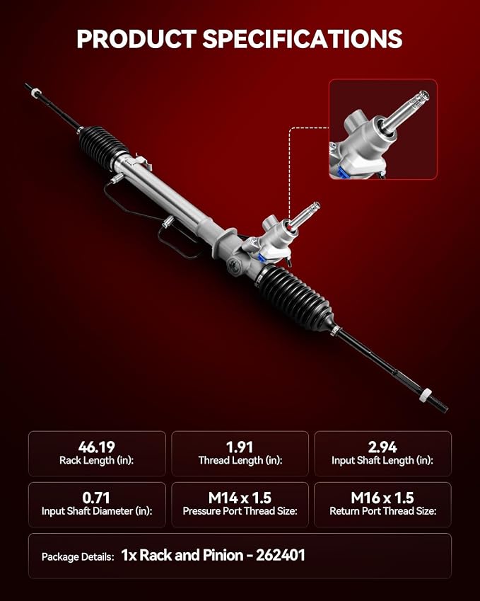 Torchbeam Hydraulic Power Steering Rack and Pinion Fit for Subaru 2000-2004 Outback, 2003-2006 Baja (Naturally Aspirated) Replace 26-2401, 34110AE12A, 34110AE12B, 34110AE20A, 34140AA040
