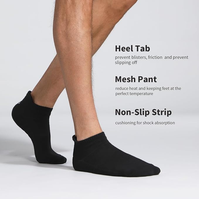 Lapulas Athletic Running Ankle Socks, Low Cut Cushioned Anti-Blister Tab Sports Socks Men Women 6Pairs
