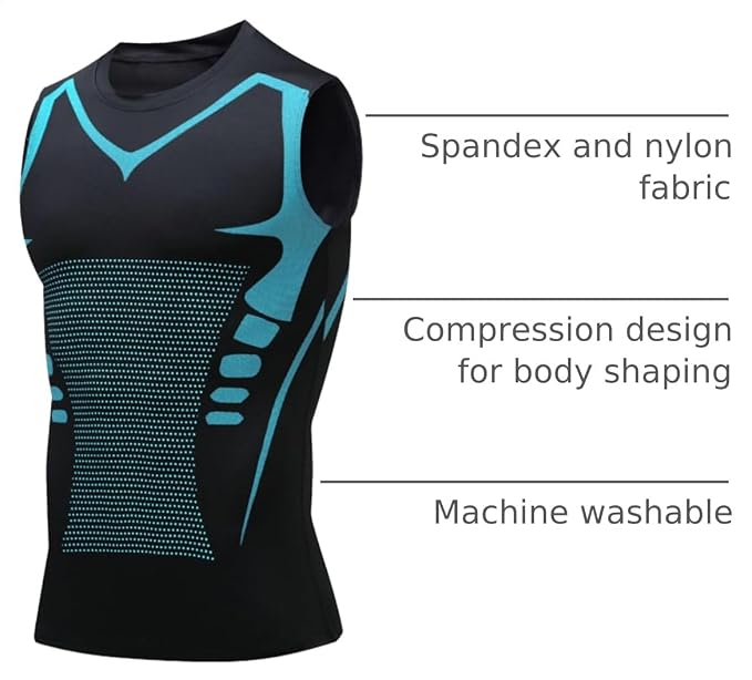 Compression Shirt Men Slimming Body Shaper Vest Crewneck Workout Tank Top | Tummy Control Undershirts, Gynecomastia Compression Shirts, Back Support, Sleeveless Muscle Shirts, Shaping Tank Top