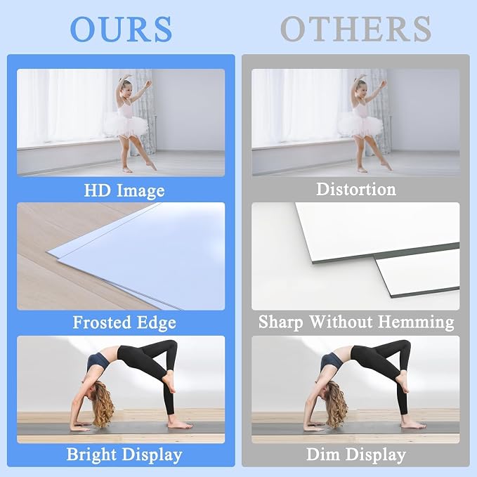 Home Gym Mirror 57x24 2-Pack Large Full Length | Shatterproof,Tempered Glass,HD Reflection,Easy to Install,Classic Design,Crystal-Clear,Multi-Scene Use,Scratch-Resistant