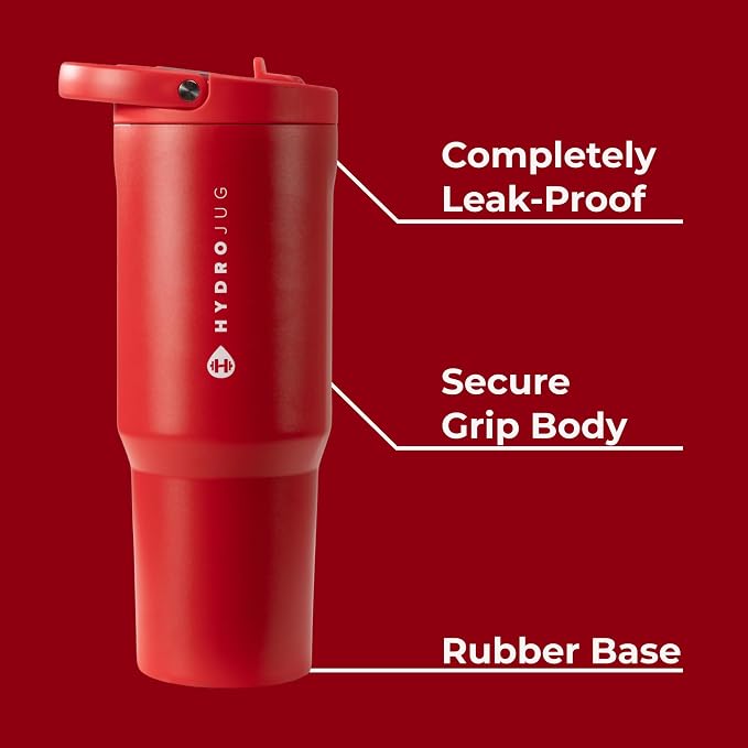 HydroJug Sport 40 oz Insulated Stainless Steel Water Bottle, Alumni Red