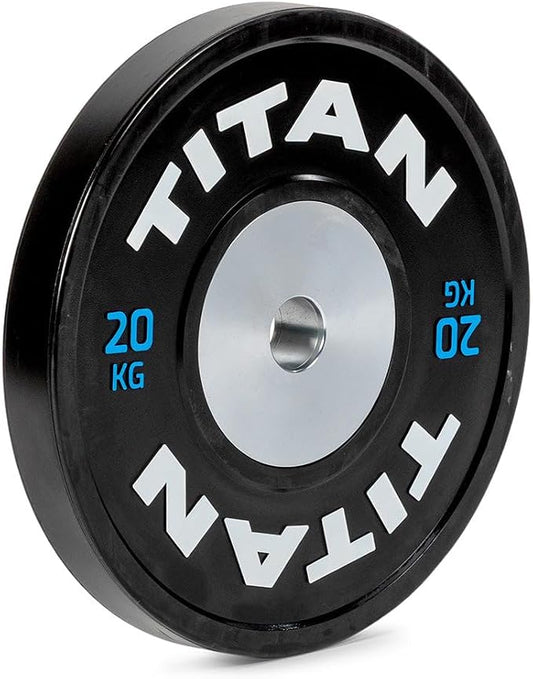 Titan Fitness Elite Olympic Bumper Plates, Competition Weight Plates, Rubber Rubber with Steel Insert