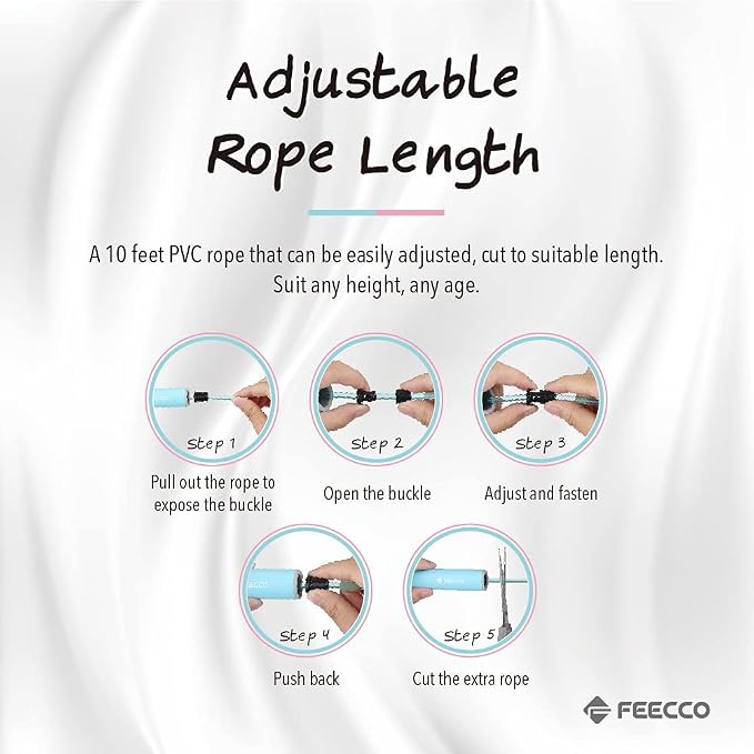 FEECCO Jump Rope for Kids, Pink and Blue Colored Jump Ropes for Girls and Boys 3~12 Years Old, with Adjustable Length Rope and Skin Friendly Silicone Handles