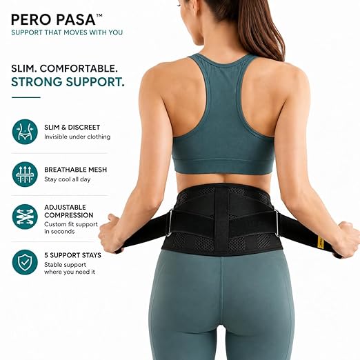Lower Back Brace for Women and Men, Adjustable Back Brace with Back Support Belt and Back Support Brace, Slim Breathable Lumbar Support for Daily Stability, Back Braces XS/S(Waist:26''-31.5'')