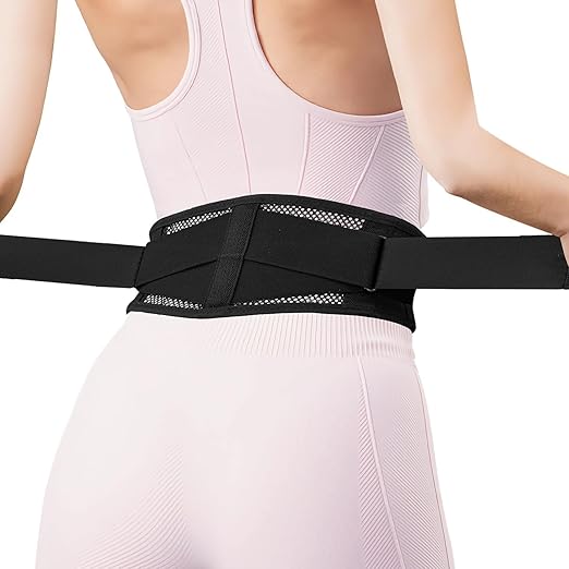 Slim & Narrow Back Brace for Lower Back Pain Women and Men, Lightweight & Thin Back Support Belt for Sciatica, Herniated Disc Relief, Breathable Lumbar Support Belt with Dual Adjustable Compression-S/M
