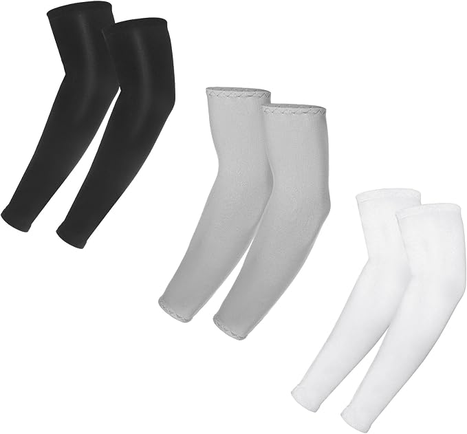 3Pairs Arm Sleeves for Kids, Outdoor Breathable Elastic Ice Sleeve for Youth Basketball Football Baseball Sports