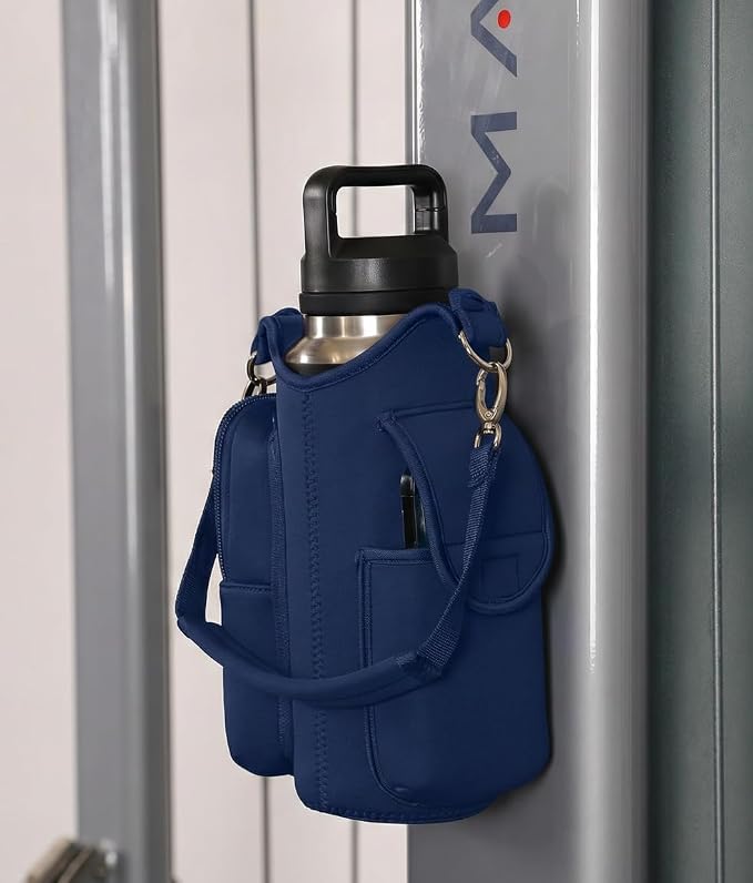 Magnetic Gym Bag,Magnets Gym Water Bottle Bag Carrier Holder with Pockets & Strap Fit for 18 to 40 oz Owala Hydro Flask Yeti, Gym Accessories for Men Women,Walking, Hiking