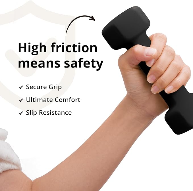 Portzon 8 Colors Options Compatible with Set of 2 Rubber Dumbbell Weight, 5-50 LB, Anti-Slip, Anti-roll, Hex Shape