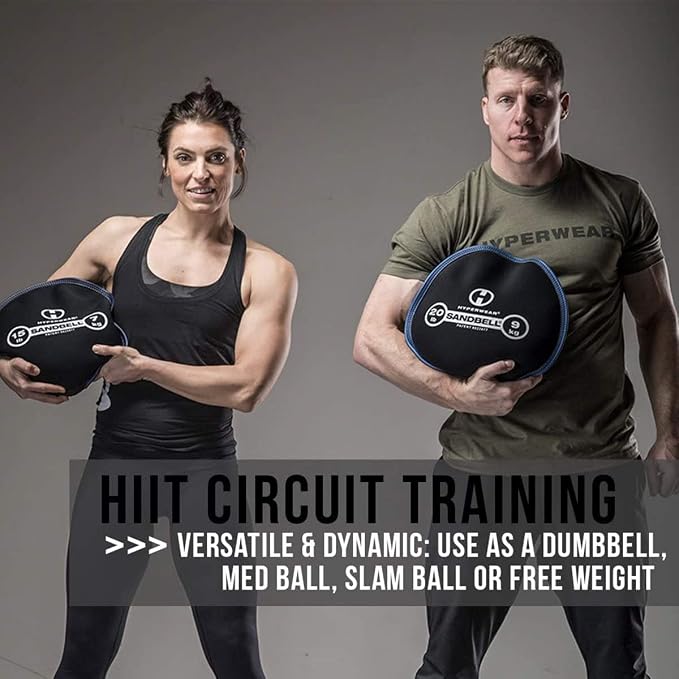 HYPERWEAR SandBell® Soft Sandbag Weight (2–50 lbs) – Pre-Filled with Clean USA Sand, Safe Soft Weight for Strength Training, HIIT, Functional Fitness, Rucking & Home Workouts