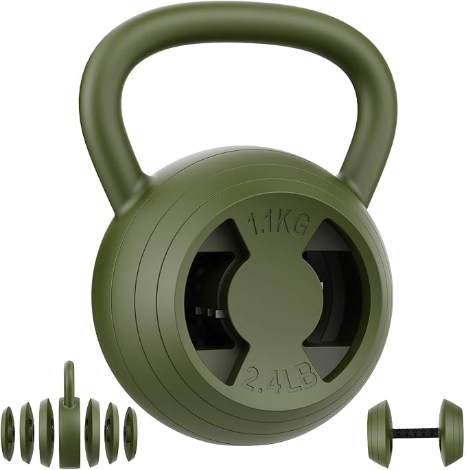 Hezeyferg 2-in-1 Adjustable Kettlebell for Home Gym Strength Training | 15-45 LB Kettlebells Weight Set, 4.8-30 LB Dumbbell Weights, with Wide Grip, for Men/Women Full Body Exercise