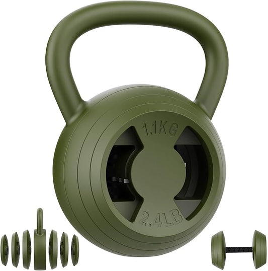Hezeyferg 2-in-1 Adjustable Kettlebell for Home Gym Strength Training | 15-45 LB Kettlebells Weight Set, 4.8-30 LB Dumbbell Weights, with Wide Grip, for Men/Women Full Body Exercise
