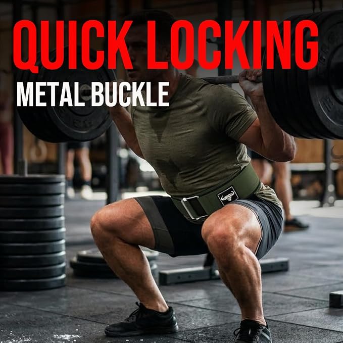 IBRO Quick Locking Premium Weight Lifting Belt - Back Support for Powerlifting, Cross Training & Gym Bodybuilding - 4 Inch Nylon Men and Women with Metal Buckle for Core Stability