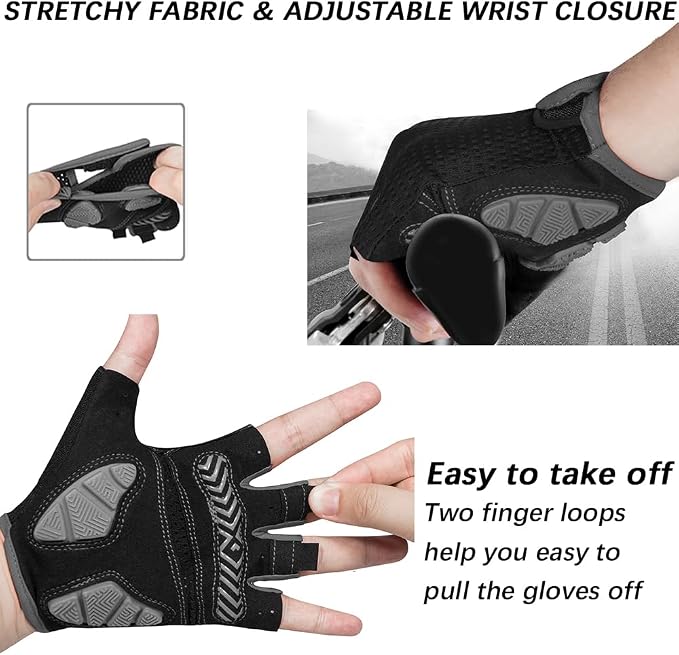 Cycling Gloves Bicycle Road Bike Gloves, Half Finger 5MM Gel | Biking Gloves for Men Women Gym workout exercise Motorcycle Hiking Rowing Outdoor Sports