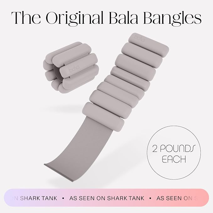 Bala Bangles Wrist & Ankle Weights for Women & Men, Home Gym Equipment | Adjustable Weighted Bands for Arm & Legs Workouts - Pilates, Yoga, Walking, Barre, & Strength Training Exercise