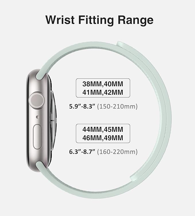Magnetic Silicone Band Compatible with Apple Watch Band Ultra 3/2/1 & SE 3/2/1 & Series 11 10 9 8 7 6 5 4 3 49mm 46mm 45mm 44mm Strong Magnetic Clasp, Waterproof & Adjustable (Pale Mint)