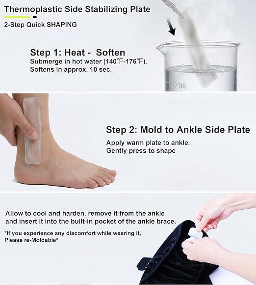 Quick Lace Up Ankle Brace for Sprained Ankle, Slim Fit Ankle Support Brace with Side Stabilizing Pads for Men & Women, Adjustable Ankle Stabilizer for Injury Recovery, Running, Sports, L-Support Plate of 1